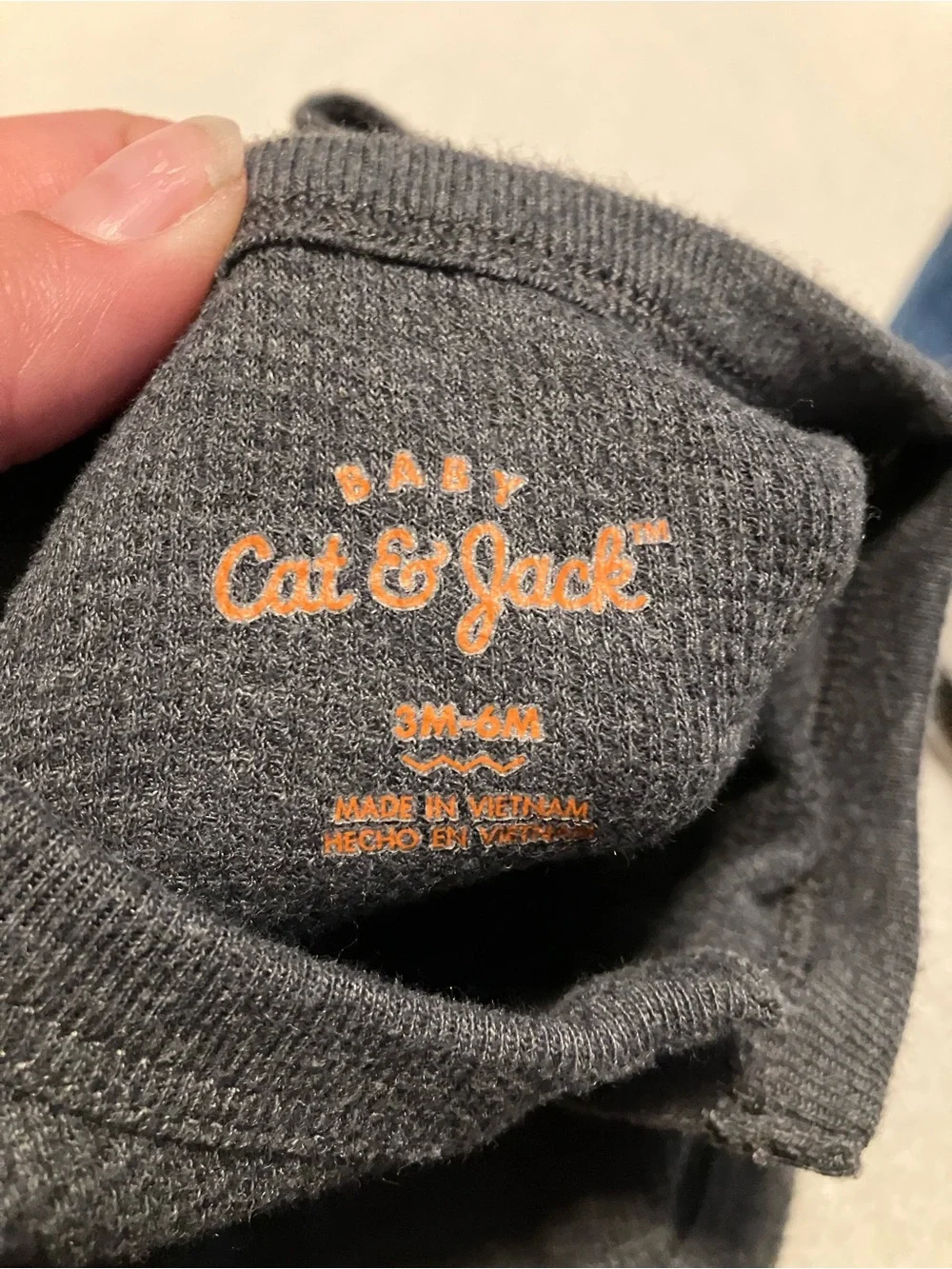 Cat & Jack Charcoal Henley Bodysuit with Blue Denim Pants